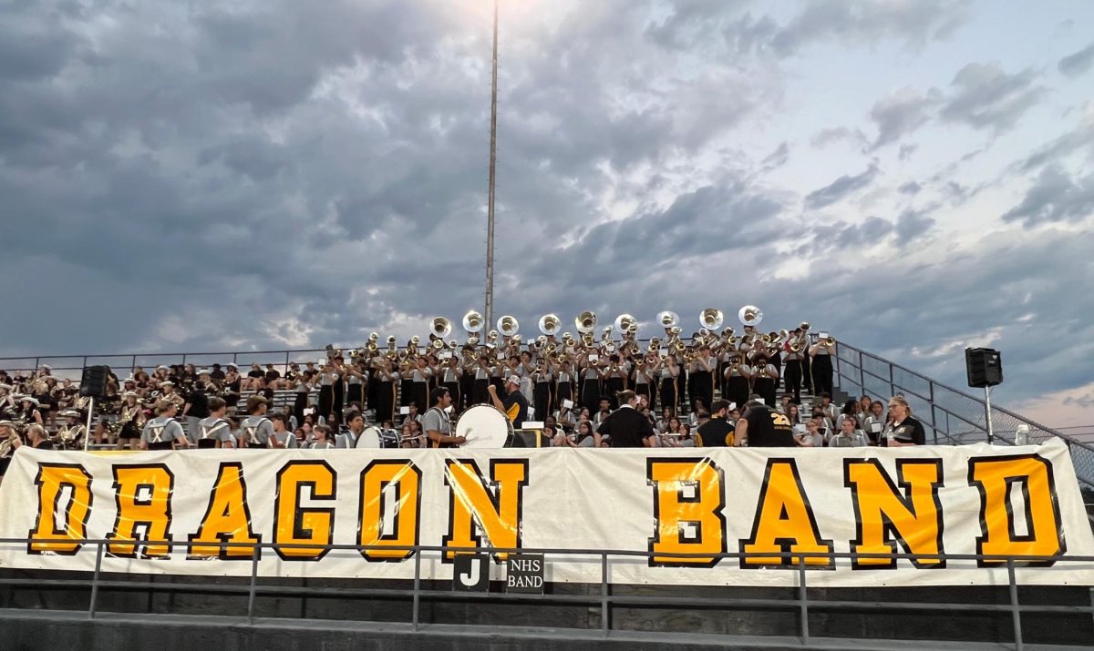 Dragon Band getting ready for kickoff during Friday Night Lights
