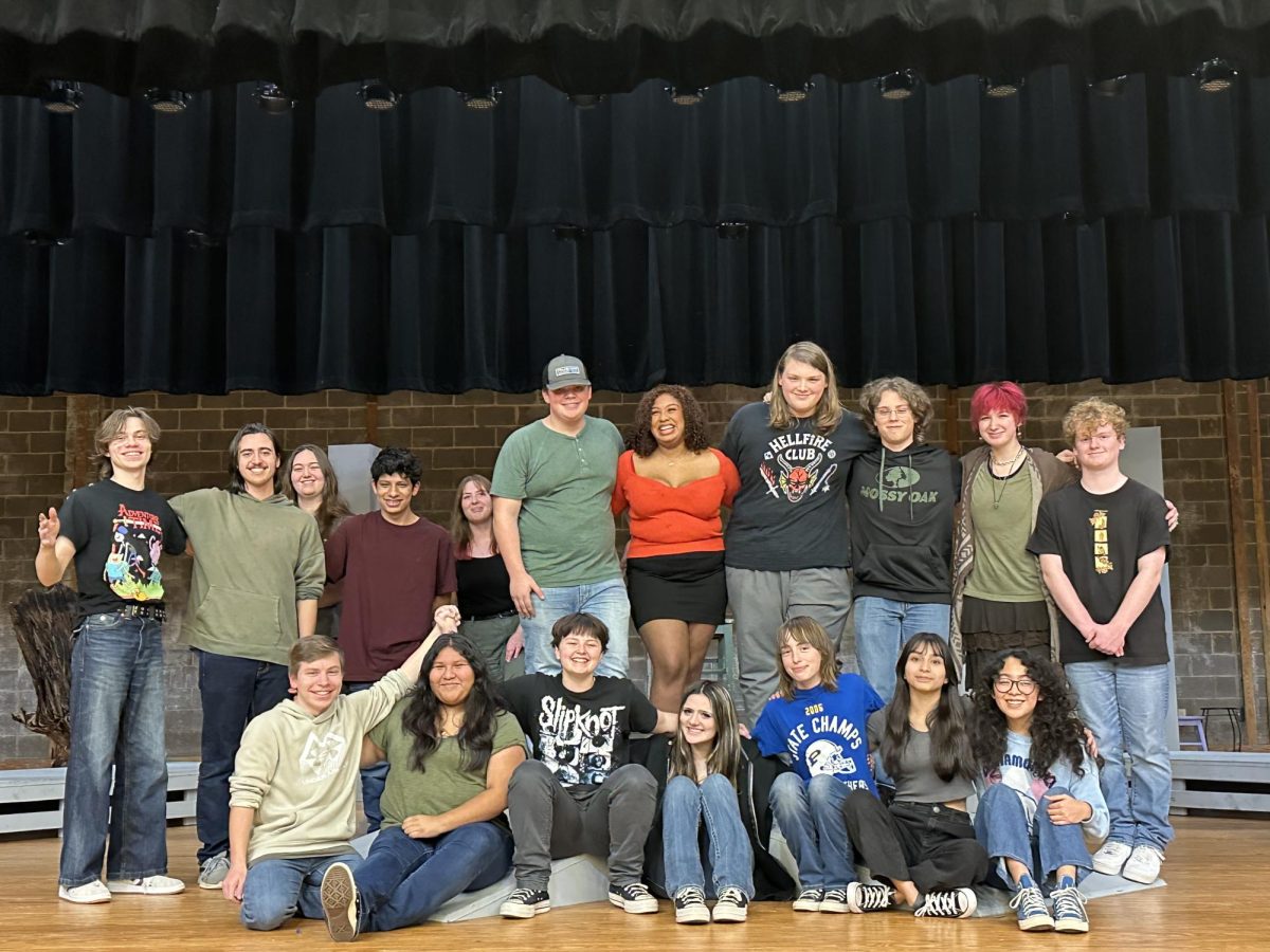 The cast of Macbeth during rehearsals and preparing for One Act Play district competition in March.